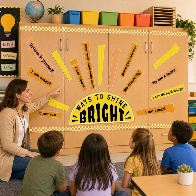 Alt view image 5 of 7 - Sunshine Motivational Bulletin Board Set Classroom Affirmation Sun Growth Mindset Bulletin Board Decor Station Motivational Positive Wall Decor Health Posters for School Home Office Supplies