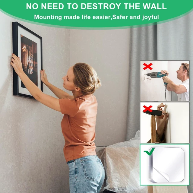 Alt view image 2 of 7 - Bovinde Clear Double Sided Tape, Mounting Tape 24 Pieces (1.96x1.96in) | Heavy Duty Strong Adhesive Tough Mounting Tape,Pre-Cut Mounting Squares for Wall Safe Tape Crafts, Photos, Home,Office