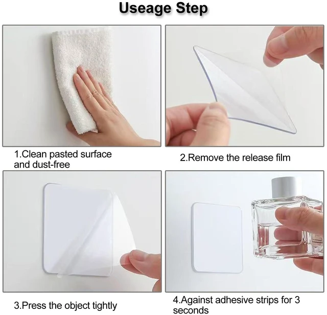 Alt view image 6 of 7 - Bovinde Clear Double Sided Tape, Mounting Tape 24 Pieces (1.96x1.96in) | Heavy Duty Strong Adhesive Tough Mounting Tape,Pre-Cut Mounting Squares for Wall Safe Tape Crafts, Photos, Home,Office