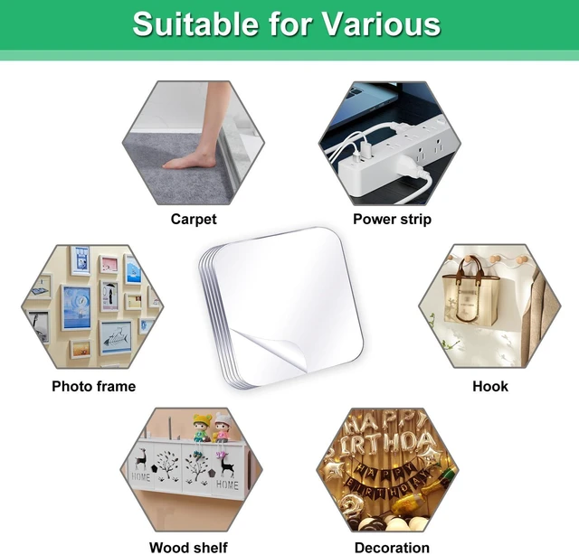 Alt view image 7 of 7 - Bovinde Clear Double Sided Tape, Mounting Tape 24 Pieces (1.96x1.96in) | Heavy Duty Strong Adhesive Tough Mounting Tape,Pre-Cut Mounting Squares for Wall Safe Tape Crafts, Photos, Home,Office