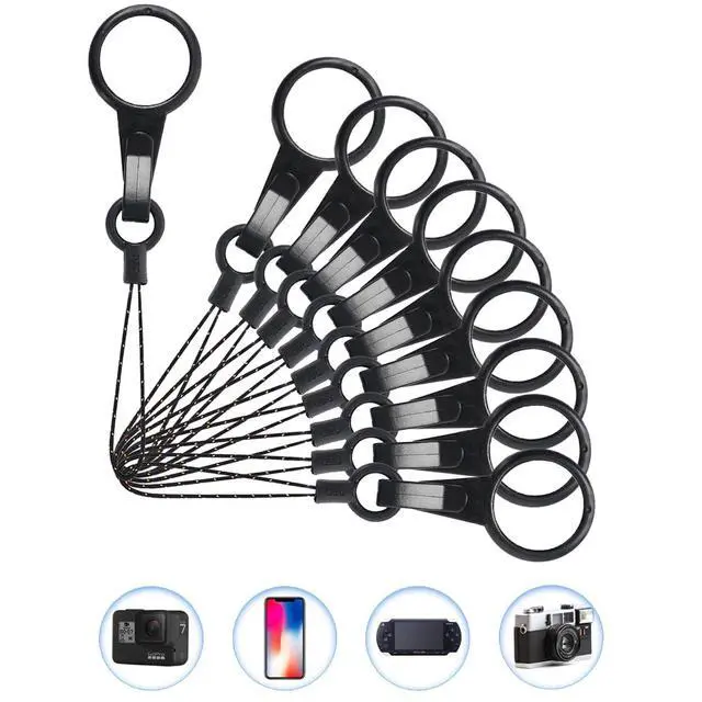 Alt view image 6 of 6 - YOUOWO 10Pcs Black Lanyards Finger Ring Plastic Strap Detachable | For USB,Phone,Key