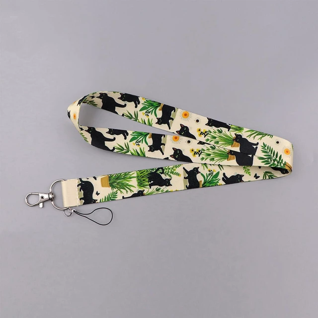 Alt view image 5 of 7 - UQWYOID Black Cat Plant Cute Neck Lanyards for ID Badges, Cool Lanyard for Keys, ID Holder, Wallet, Keychain Lanyard for Women, Men, Teacher, Daily Office, Key Lanyard Cat Motif