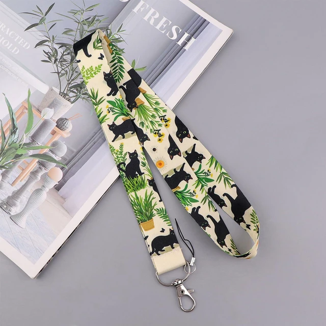 Alt view image 6 of 7 - UQWYOID Black Cat Plant Cute Neck Lanyards for ID Badges, Cool Lanyard for Keys, ID Holder, Wallet, Keychain Lanyard for Women, Men, Teacher, Daily Office, Key Lanyard Cat Motif