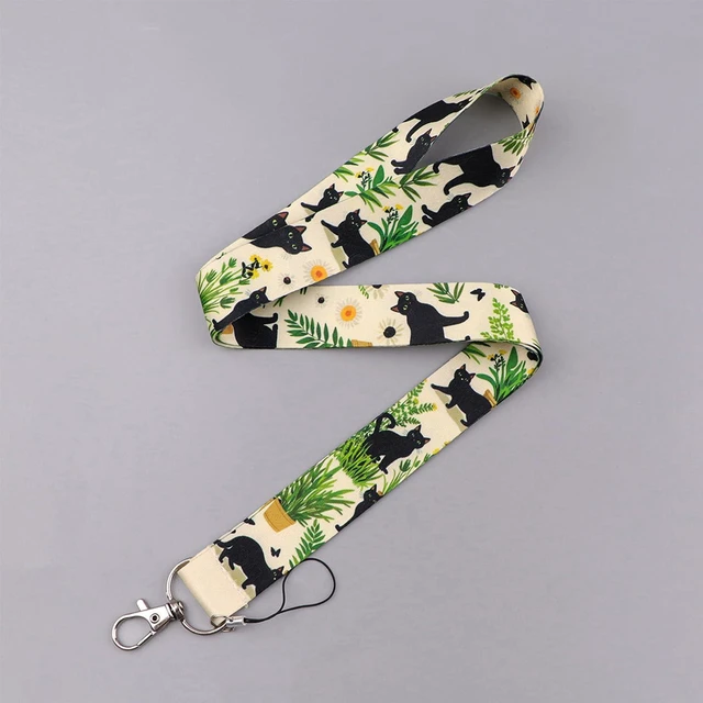 Alt view image 7 of 7 - UQWYOID Black Cat Plant Cute Neck Lanyards for ID Badges, Cool Lanyard for Keys, ID Holder, Wallet, Keychain Lanyard for Women, Men, Teacher, Daily Office, Key Lanyard Cat Motif