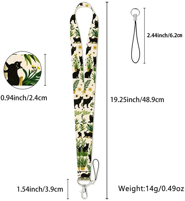 Alt view image 3 of 7 - UQWYOID Black Cat Plant Cute Neck Lanyards for ID Badges, Cool Lanyard for Keys, ID Holder, Wallet, Keychain Lanyard for Women, Men, Teacher, Daily Office, Key Lanyard Cat Motif