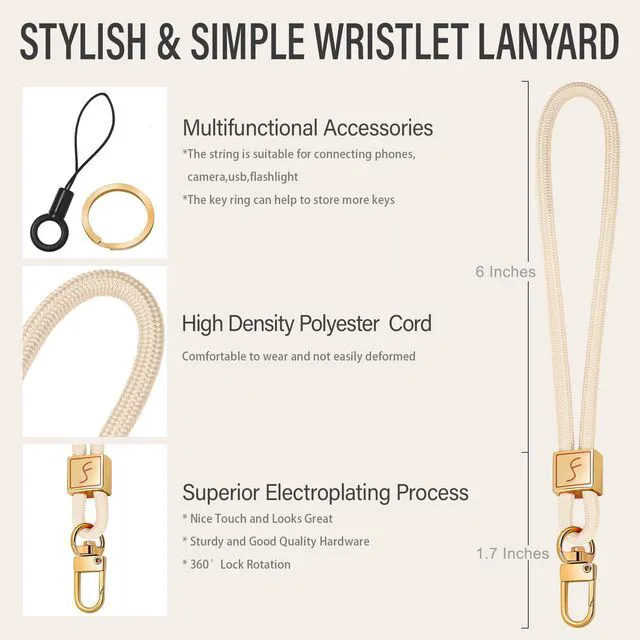 Alt view image 4 of 7 - Fishent Keychain Wristlet lanyard, Cute Key Chain Holder, Upgraded Woven Wrist Lanyard for Keys, Wristlet Strap Keychain for Women Men Car Keys ID Badges Card Wallet Phone (Starlight)