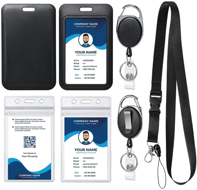 Main image of Retractable ID Badge Holder with Breakaway Lanyard, Heavy Duty Badge Reel with Carabiner Clip, Detachable Keychain, Sturdy ID Card Holder for Nurse Officer Teacher Security Staff Women Men