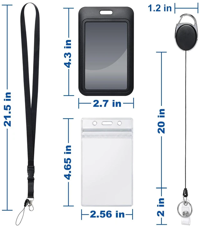 Alt view image 3 of 7 - Retractable ID Badge Holder with Breakaway Lanyard, Heavy Duty Badge Reel with Carabiner Clip, Detachable Keychain, Sturdy ID Card Holder for Nurse Officer Teacher Security Staff Women Men