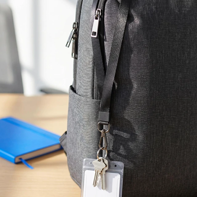 Alt view image 7 of 7 - 2 Pack Lanyards for ID Badges - Durable Lanyards for Keys, Black Key Lanyard with ID Holder for Men and Women,Clip & Buckle Badge Holder with Lanyard