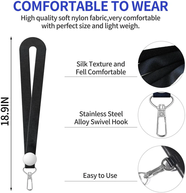 Alt view image 3 of 7 - henyouecs 2 Pack Black Lanyards for ID Badges,Lanyard ID Holder with Metal Clasp,Bulk Neck Lanyard ID Holder for Car Keys, Card Holder, Whistle, Keychain, Wallet