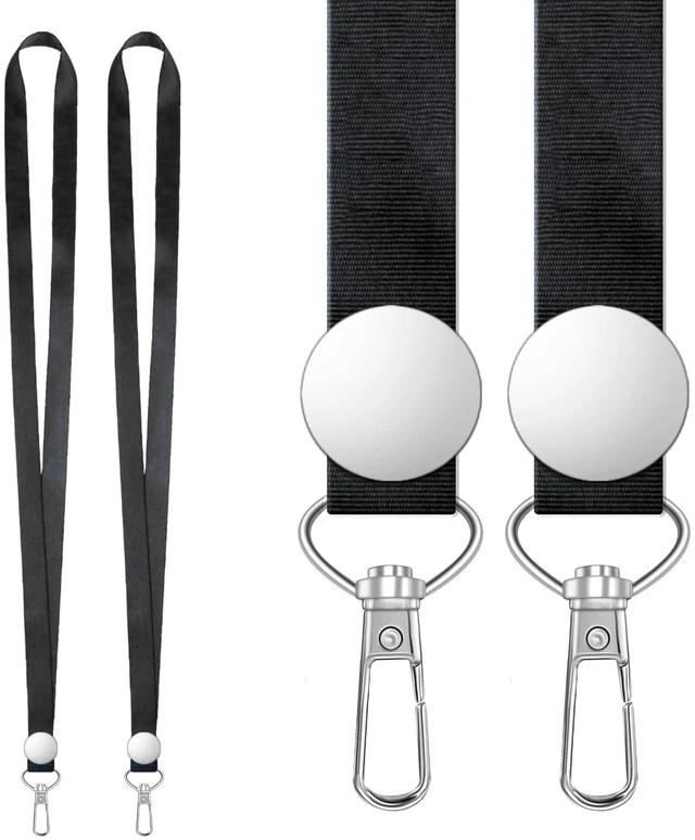 Alt view image 2 of 7 - henyouecs 2 Pack Black Lanyards for ID Badges,Lanyard ID Holder with Metal Clasp,Bulk Neck Lanyard ID Holder for Car Keys, Card Holder, Whistle, Keychain, Wallet