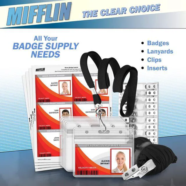 Alt view image 4 of 7 - Mifflin-USA Flat Lanyards for ID Badges (Black, 36 Inch, 5 Pack), Comfortable Neck Straps