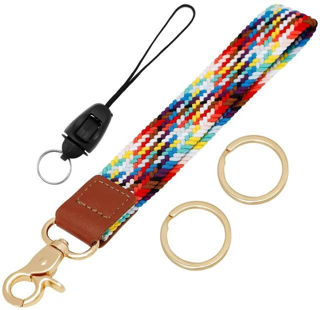 Main image of Siutaga Stretchy Key Chain, Keychain Wristlet, Key Chain Ring, Hands-Free Elastic Wristlet Lanyard for Women Men Car Keys ID Badges Card Wallet Phone(Rainbow)