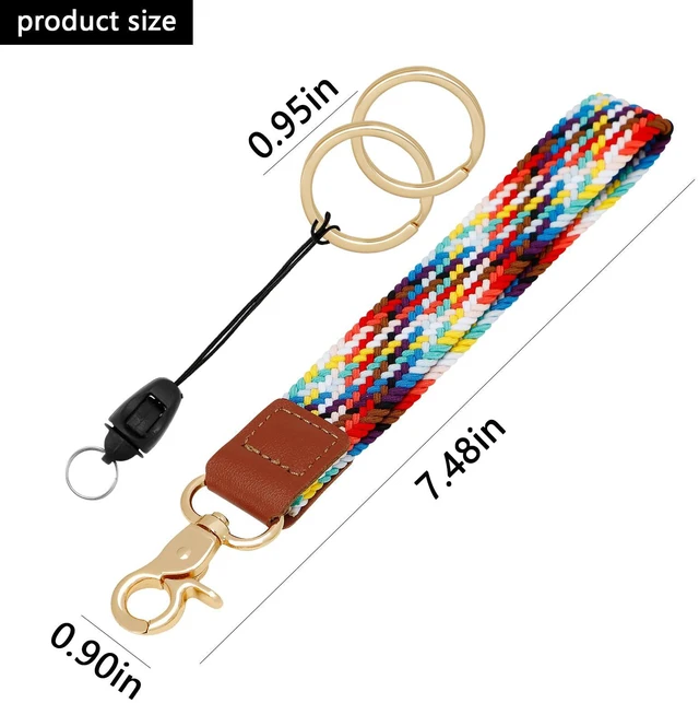 Alt view image 2 of 7 - Siutaga Stretchy Key Chain, Keychain Wristlet, Key Chain Ring, Hands-Free Elastic Wristlet Lanyard for Women Men Car Keys ID Badges Card Wallet Phone(Rainbow)