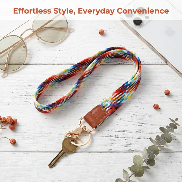 Alt view image 3 of 7 - Siutaga Stretchy Key Chain, Keychain Wristlet, Key Chain Ring, Hands-Free Elastic Wristlet Lanyard for Women Men Car Keys ID Badges Card Wallet Phone(Rainbow)