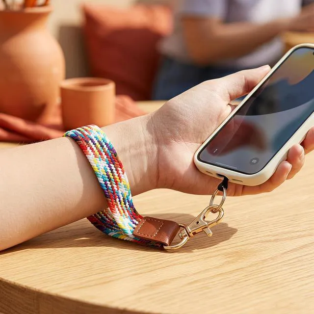 Alt view image 7 of 7 - Siutaga Stretchy Key Chain, Keychain Wristlet, Key Chain Ring, Hands-Free Elastic Wristlet Lanyard for Women Men Car Keys ID Badges Card Wallet Phone(Rainbow)
