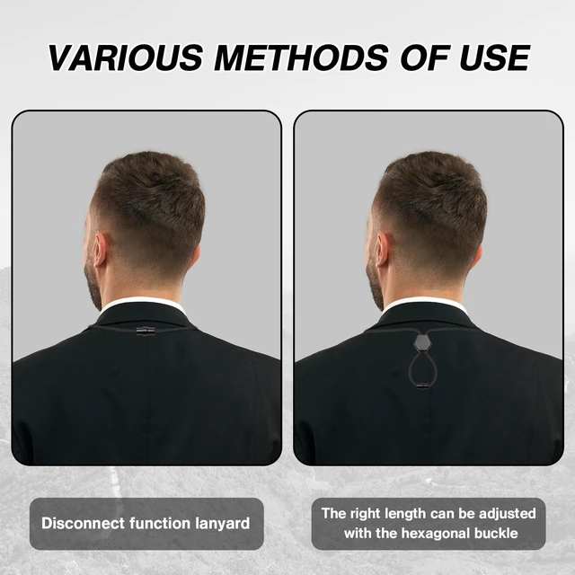 Alt view image 3 of 7 - HZMM Breakaway Neck Lanyard for ID Badges - Durable Heavy-Duty Round Cord with Safety Breakaway and Detachable Buckle, Adjustable Black Key Lanyard with Metal Hook for ID Card and Keys