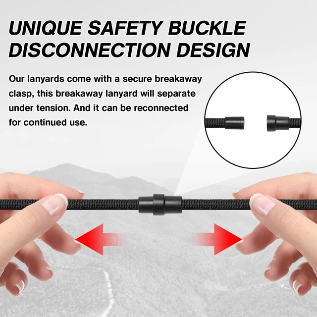 Alt view image 5 of 7 - HZMM Breakaway Neck Lanyard for ID Badges - Durable Heavy-Duty Round Cord with Safety Breakaway and Detachable Buckle, Adjustable Black Key Lanyard with Metal Hook for ID Card and Keys