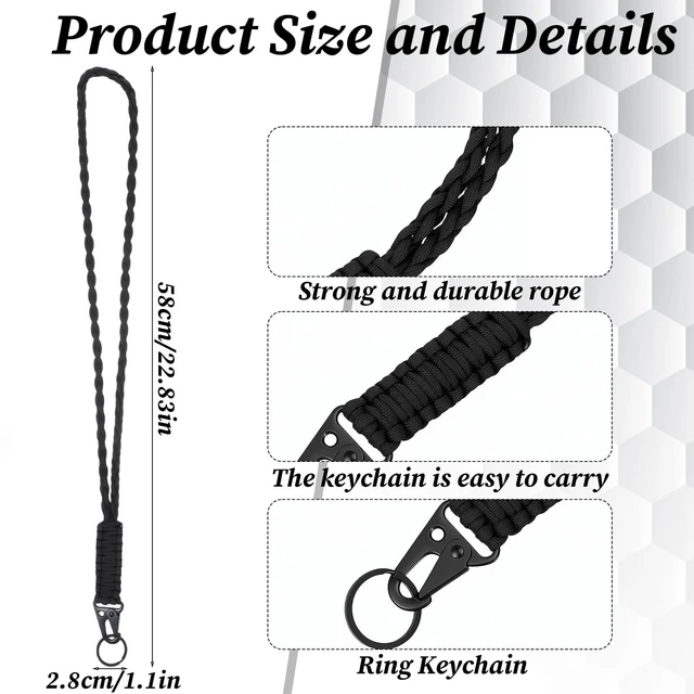 Alt view image 2 of 7 - Heavy Duty Key Lanyard for Men Women, Paracord Lanyard for Keys, Braided Neck Lanyard Keychain with Hk Clip, Lanyards for Keys, ID Card Badge Outdoor Activities Survival