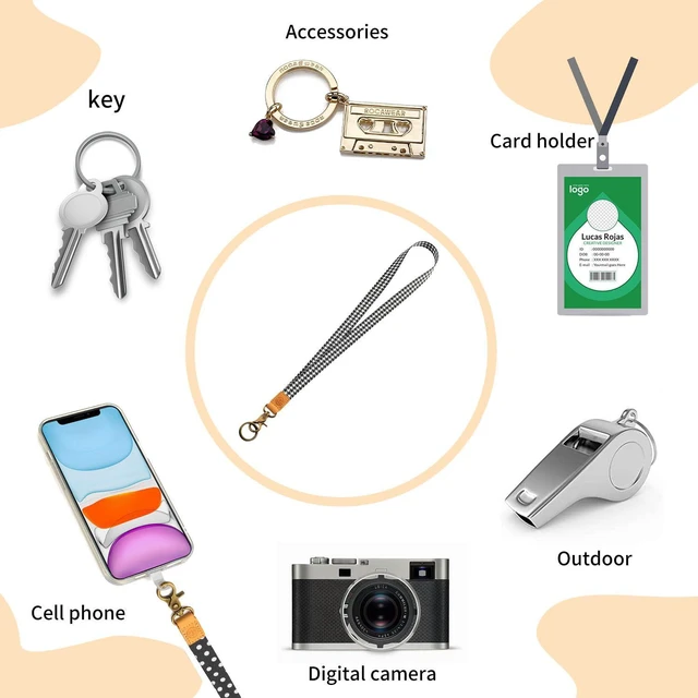 Alt view image 5 of 7 - glodentai Lanyard for Keys, Cool Neck Strap Key Chain Holder, Long Lanyard for ID Badges Wallet (black houndstooth)