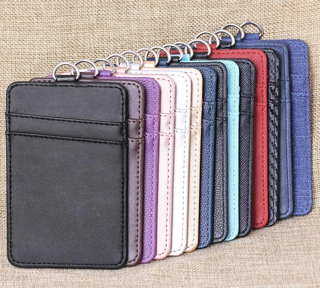 Alt view image 7 of 7 - Leather Badge Holder and Adjustable Retractable Lanyards, Denim Blue | Quick Release Buckle and Safety Breakaway Lanyards with Swivel Metal Clasp for Offices, Staff, Students