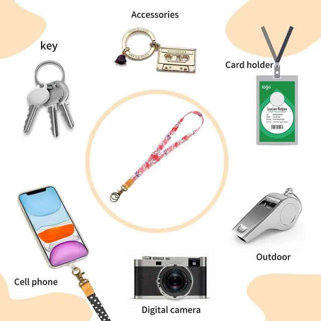 Alt view image 5 of 7 - glodentai Lanyard for Keys, Cool Neck Strap Key Chain Holder, Long Lanyard for ID Badges Wallet (rose)