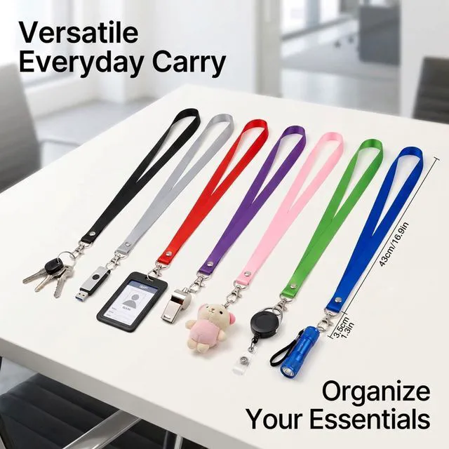 Alt view image 7 of 7 - MAQIHAN 7PCS Lanyards for ID Badges - Badge Lanyard with Clip, 7 Colors | Lanyards Bulk for Keys, Wallet, Ship Cards & Whistles, Badge Holder Strap for Women, Men, Teacher, Cruise Essentials