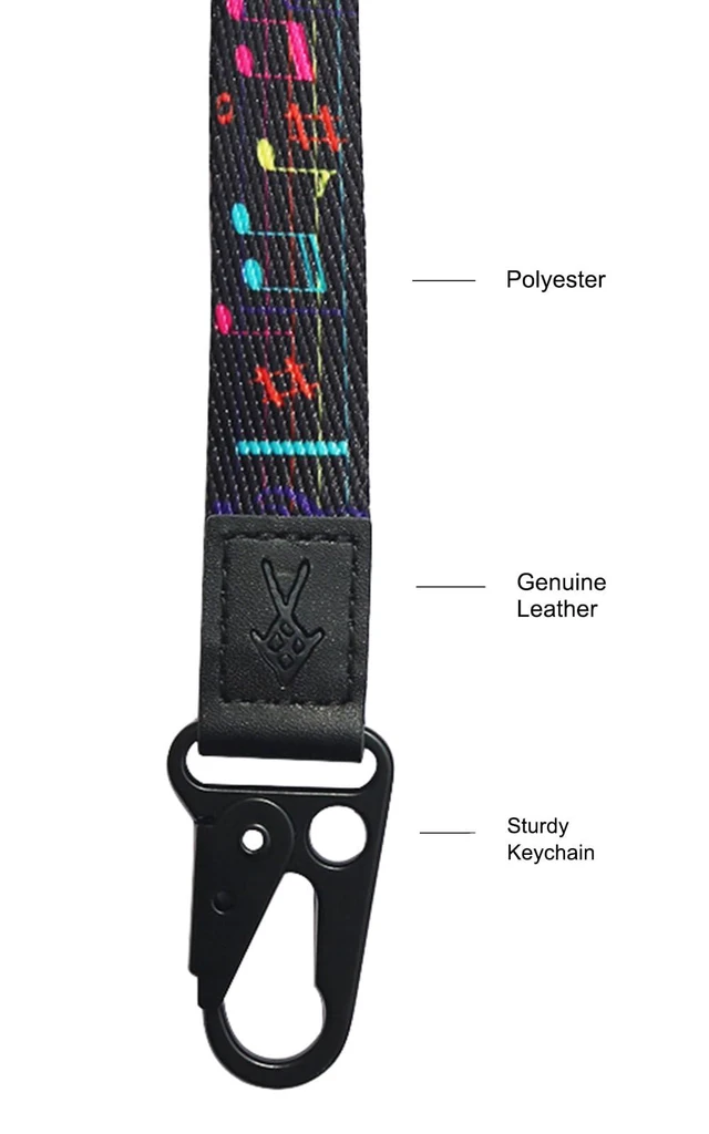 Alt view image 2 of 3 - QIAQIAYU Wrist lanyard for keys, Wristlet Keychain&KeyringsWristlet Strap for Key, Hand Wrist Lanyard Key Chain Holder (music)