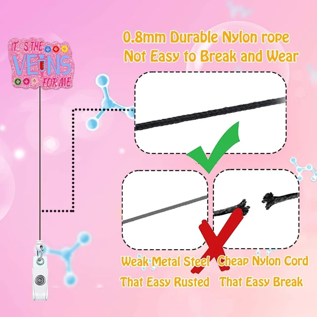 Alt view image 4 of 7 - ANDGING Phlebotomy Badge Reel Holder Phlebotomist Nurse Nursing Badge Reels Retractable for Nurses Funny Glitter Acrylic Medical Badge Clip RN LPN CNA LVN Cute ID Card Accessories Nurse Gifts DI98I8