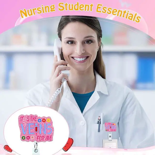 Alt view image 5 of 7 - ANDGING Phlebotomy Badge Reel Holder Phlebotomist Nurse Nursing Badge Reels Retractable for Nurses Funny Glitter Acrylic Medical Badge Clip RN LPN CNA LVN Cute ID Card Accessories Nurse Gifts DI98I8