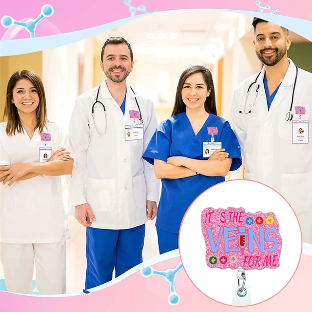 Alt view image 7 of 7 - ANDGING Phlebotomy Badge Reel Holder Phlebotomist Nurse Nursing Badge Reels Retractable for Nurses Funny Glitter Acrylic Medical Badge Clip RN LPN CNA LVN Cute ID Card Accessories Nurse Gifts DI98I8