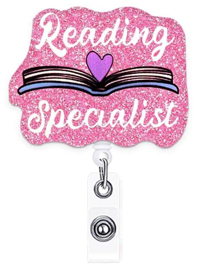 Main image of ANDGING Funny Badge Reel Holder Reading Specialist Nurse Nursing Medical Acrylic Badge Reels Retractable for Nurses Cute Glitter Badge Clip RN CNA LPN LVN ID Card Accessories Assistant Gifts GL689