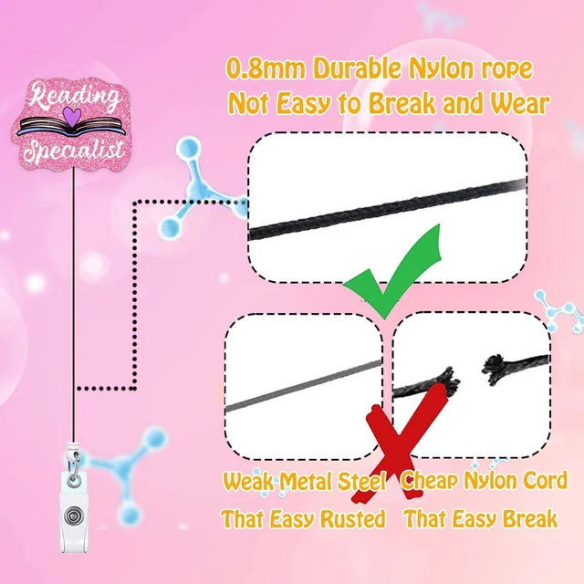 Alt view image 4 of 7 - ANDGING Funny Badge Reel Holder Reading Specialist Nurse Nursing Medical Acrylic Badge Reels Retractable for Nurses Cute Glitter Badge Clip RN CNA LPN LVN ID Card Accessories Assistant Gifts GL689