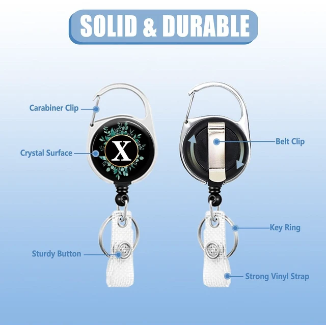 Alt view image 2 of 7 - 2pack Badge Holder with Retractable Reel Monogram Name Letter X Name Tag Holder Vertical Card Protector for MD ER Nurse Office Lab Student Teacher Women Men
