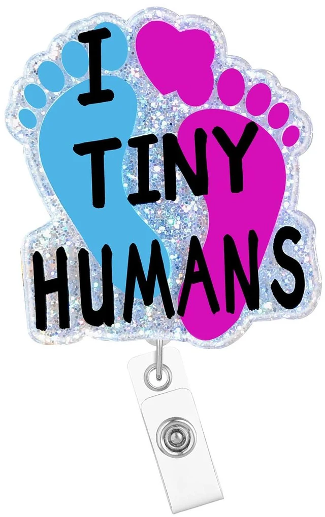 Main image of Arakulago I Love Tiny Humans NICU Badge Reel Retractable Labor and Delivery Funny Medical Assistant Nursing Badge Holder with ID Clip Accessories CNA RN Doctor Acrylic Name Badge Clip LP ID Card Ylj2