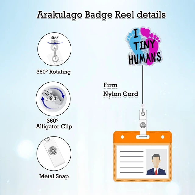 Alt view image 2 of 7 - Arakulago I Love Tiny Humans NICU Badge Reel Retractable Labor and Delivery Funny Medical Assistant Nursing Badge Holder with ID Clip Accessories CNA RN Doctor Acrylic Name Badge Clip LP ID Card Ylj2