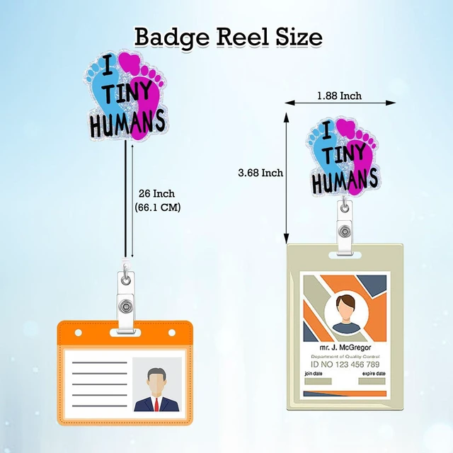 Alt view image 3 of 7 - Arakulago I Love Tiny Humans NICU Badge Reel Retractable Labor and Delivery Funny Medical Assistant Nursing Badge Holder with ID Clip Accessories CNA RN Doctor Acrylic Name Badge Clip LP ID Card Ylj2