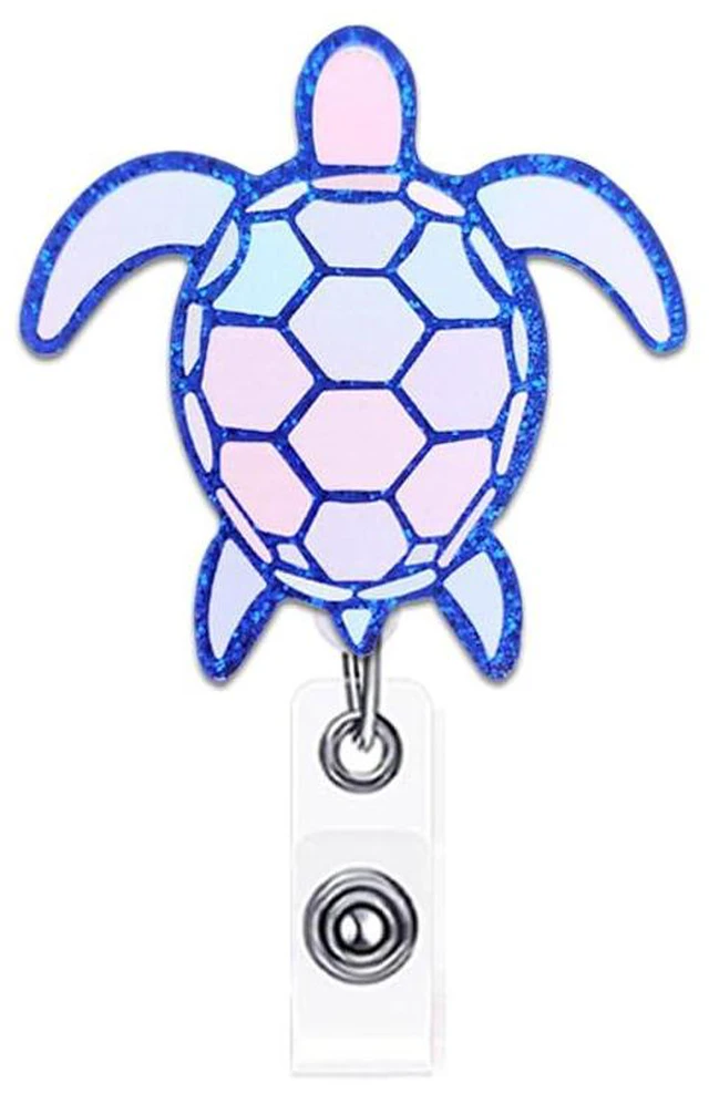 Main image of ANDGING Turtle Badge Reel Holder Cute Funny Nurse Medical Nursing Acrylic Badge Reels Retractable for Nurses Glitter Badge Clip RN LPN CNA LVN ID Card Tag Assistant Accessories Nurse Worker Gifts