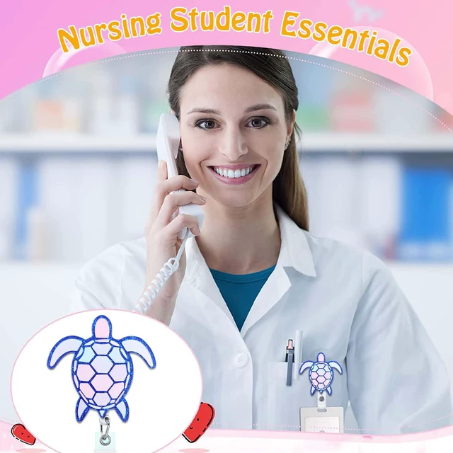 Alt view image 5 of 7 - ANDGING Turtle Badge Reel Holder Cute Funny Nurse Medical Nursing Acrylic Badge Reels Retractable for Nurses Glitter Badge Clip RN LPN CNA LVN ID Card Tag Assistant Accessories Nurse Worker Gifts