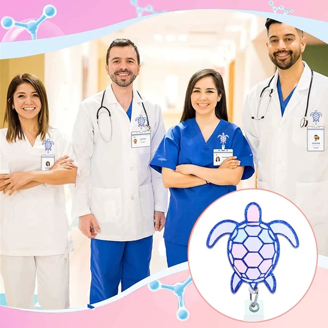 Alt view image 7 of 7 - ANDGING Turtle Badge Reel Holder Cute Funny Nurse Medical Nursing Acrylic Badge Reels Retractable for Nurses Glitter Badge Clip RN LPN CNA LVN ID Card Tag Assistant Accessories Nurse Worker Gifts