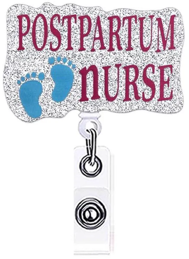 Main image of ANDGING Nicu Badge Reel Holder Postpartum Nurse Labor and Delivery Nursing Badge Reels Retractable for Nurses Glitter Acrylic Medical Badge Clip RN LPN CNA LVN Cute ID Card Accessories Nurse Gifts