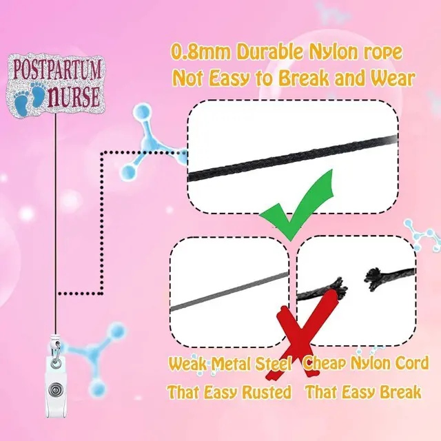 Alt view image 4 of 7 - ANDGING Nicu Badge Reel Holder Postpartum Nurse Labor and Delivery Nursing Badge Reels Retractable for Nurses Glitter Acrylic Medical Badge Clip RN LPN CNA LVN Cute ID Card Accessories Nurse Gifts