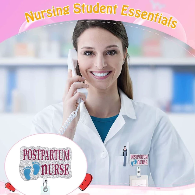 Alt view image 5 of 7 - ANDGING Nicu Badge Reel Holder Postpartum Nurse Labor and Delivery Nursing Badge Reels Retractable for Nurses Glitter Acrylic Medical Badge Clip RN LPN CNA LVN Cute ID Card Accessories Nurse Gifts
