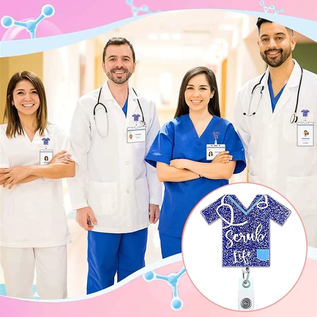 Alt view image 7 of 7 - ANDGING Scrub Life Badge Reel Holder, Navy Blue Badge Reels Retractable for Nurses, Cute Funny Badge Clip RN LVN LPN CNA Nursing Student Medical Essentials ID Name Card Badge with Alligator Clip
