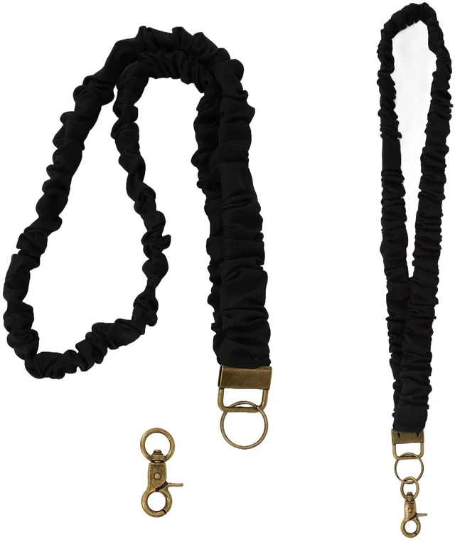 Main image of TURAOHU 2-Pack Scrunchie Lanyards for Id Badges and Keys, Teacher Lanyard with Id holder,Black Keychain Lanyard, Stretchy Lanyards for Teachers, Nurses, Office Staff