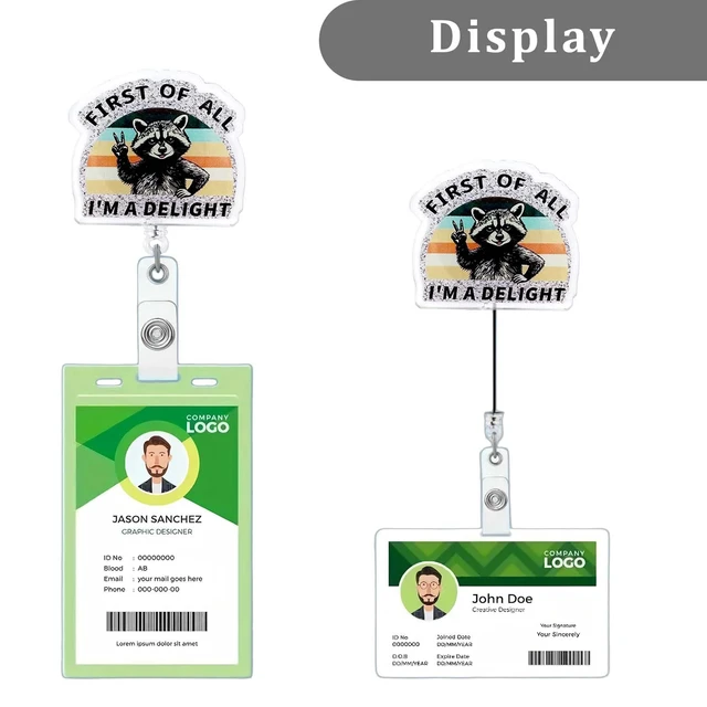 Alt view image 4 of 6 - First of All I'm a Delight Funny Raccoon Nurse Badge Reel, Pediatric ID Badge Holder Retractable Clip, Cute Nurse Gifts for RN LPN MA CNA BSN Nursing Student Doctor Social Workers