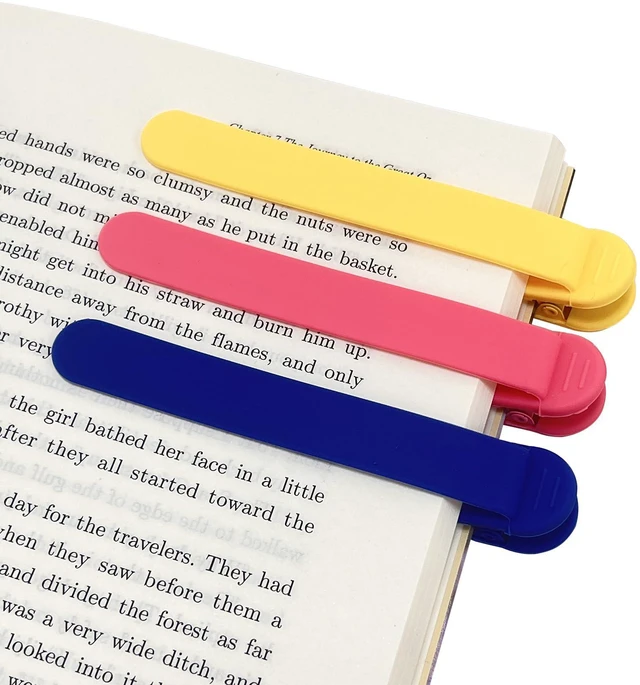Main image of 3Pcs Automatic Bookmark, Silicone Smart Book Marks for Reading Women, Men, Kids,Cute Unique Book Markers Bookmark Clip Reading Accessories Gifts for Book Lovers (1 Yellow+1 Red+1 Blue)