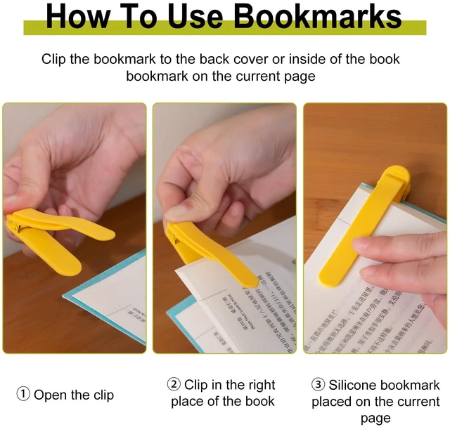 Alt view image 3 of 7 - 3Pcs Automatic Bookmark, Silicone Smart Book Marks for Reading Women, Men, Kids,Cute Unique Book Markers Bookmark Clip Reading Accessories Gifts for Book Lovers (1 Yellow+1 Red+1 Blue)