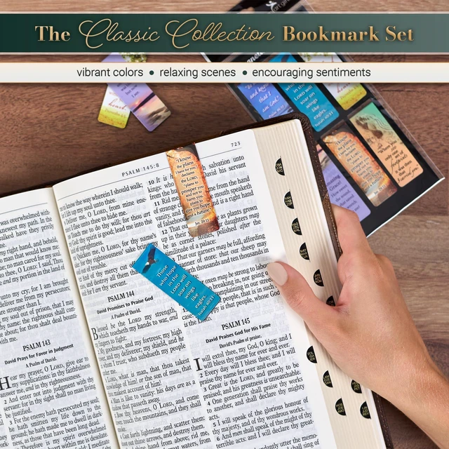Alt view image 2 of 5 - Christian Art Gifts Classic Nature Collection Magnetic Bookmark Set | Scripture Verses, Hymns & Poems Book Supplies for Women and Men, Magnetic Page Markers, Size 2.3" x 0.8"