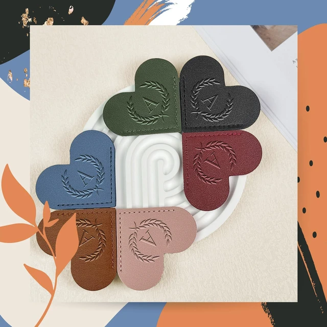 Alt view image 5 of 7 - PYXC Initials Leather Heart Bookmarks 6 Pieces Cute Bookmark Couple Gift | With Initials Handmade Cute Custom Corner Book Marks for Reading Women Teachers Students, Book Lovers Gifts Book Accessories